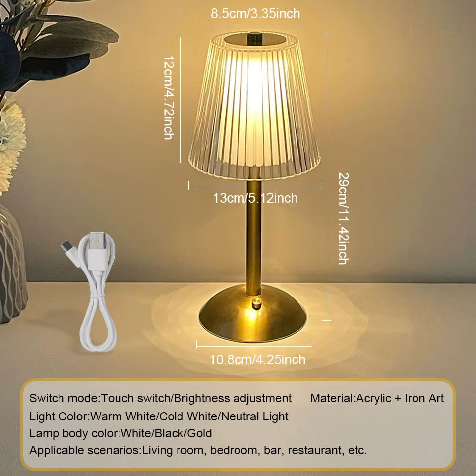 LED Table Lamp Touch Sensor Rechargeable Night Light Nordic Interior Dimming Stand LED Bedside Lamp Restaurant Hotel Bar Bedroom