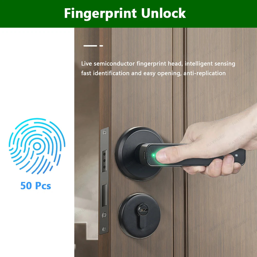 M3 Tuya BLE Smart Fingerprint Electronic Door Lock Password Lock with Keys Smartlife/Tuya APP Unlock Delivery from USA