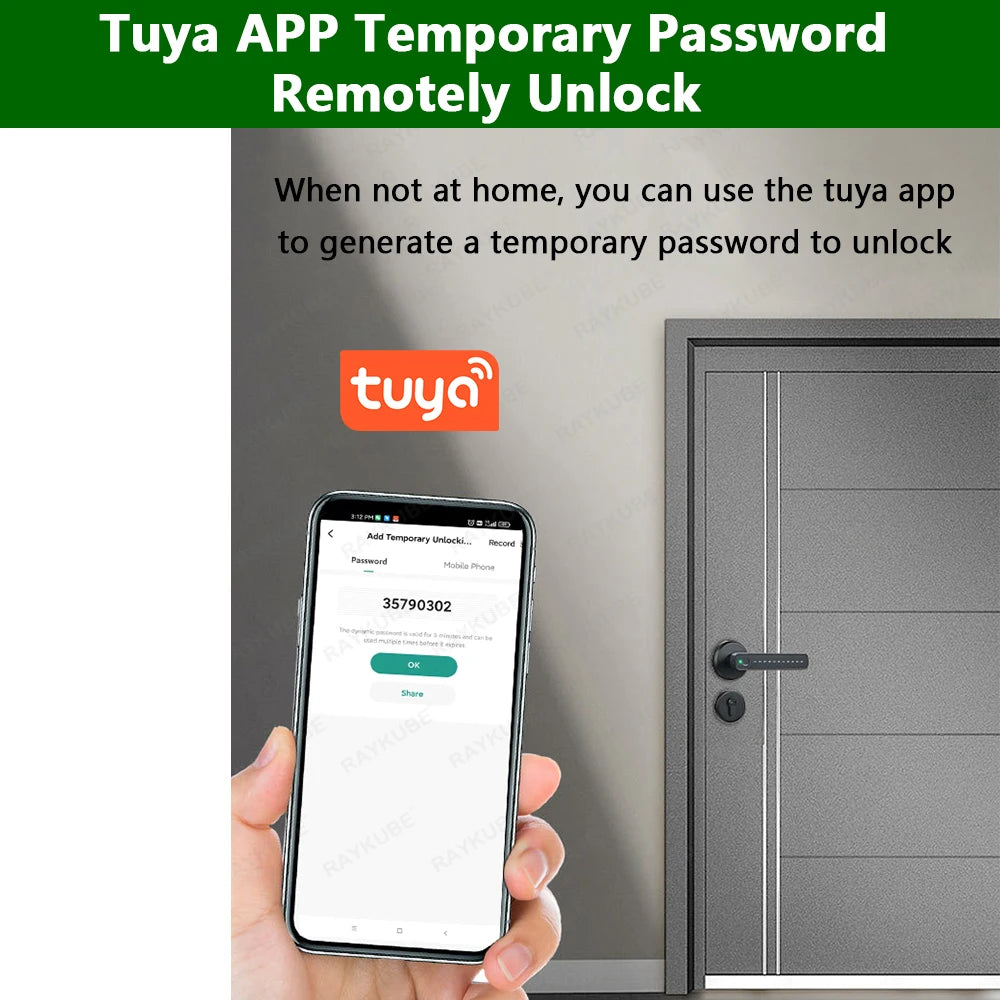 M3 Tuya BLE Smart Fingerprint Electronic Door Lock Password Lock with Keys Smartlife/Tuya APP Unlock Delivery from USA