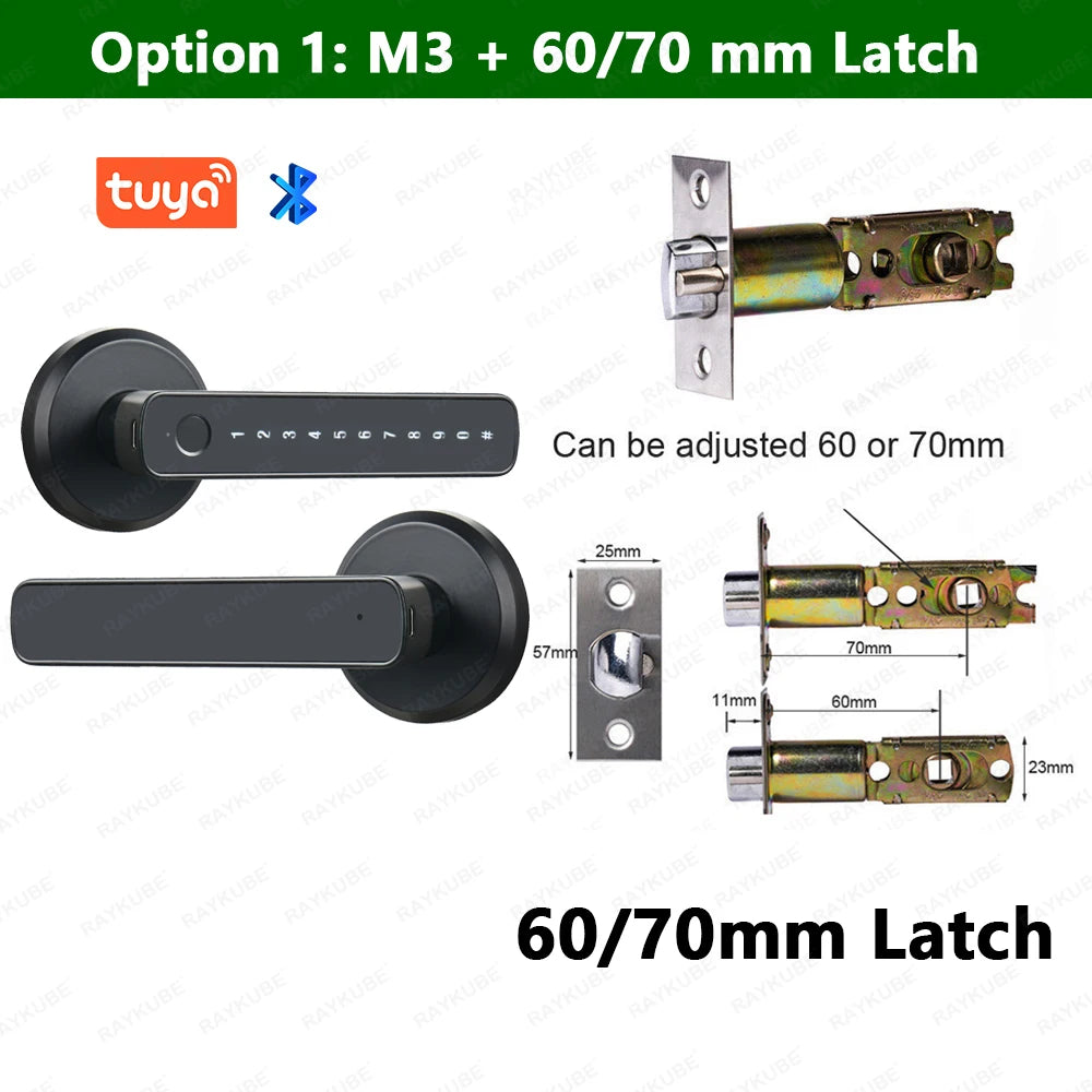 M3 Tuya BLE Smart Fingerprint Electronic Door Lock Password Lock with Keys Smartlife/Tuya APP Unlock Delivery from USA